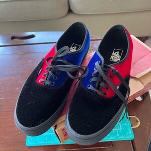 Vans Black, Blue and Red Velvet Sneakers